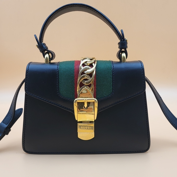 GUCCI Mini Sylvie Sherry Top Handle Crossbody Leather Bag..Authentic w/COA.. - Picture 2 of 16